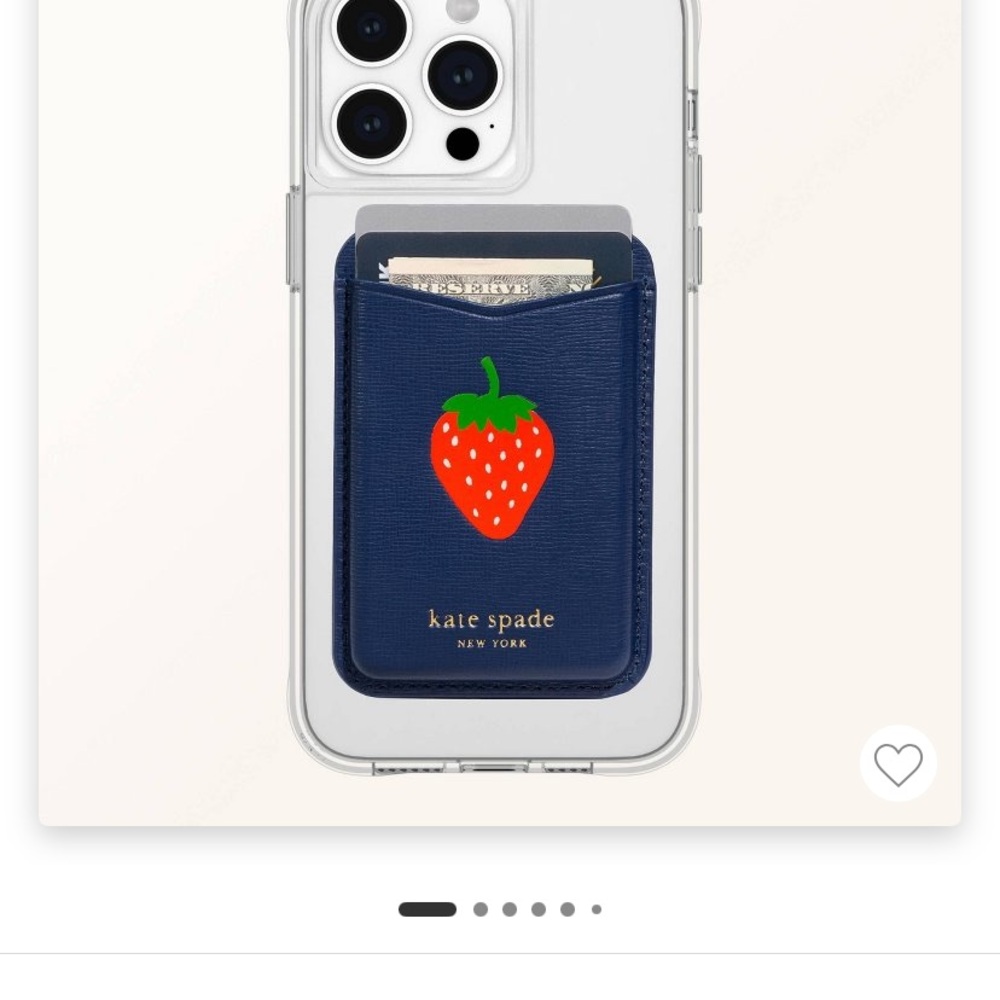 Kate Spade Blue Card Holder with Red Strawberry
